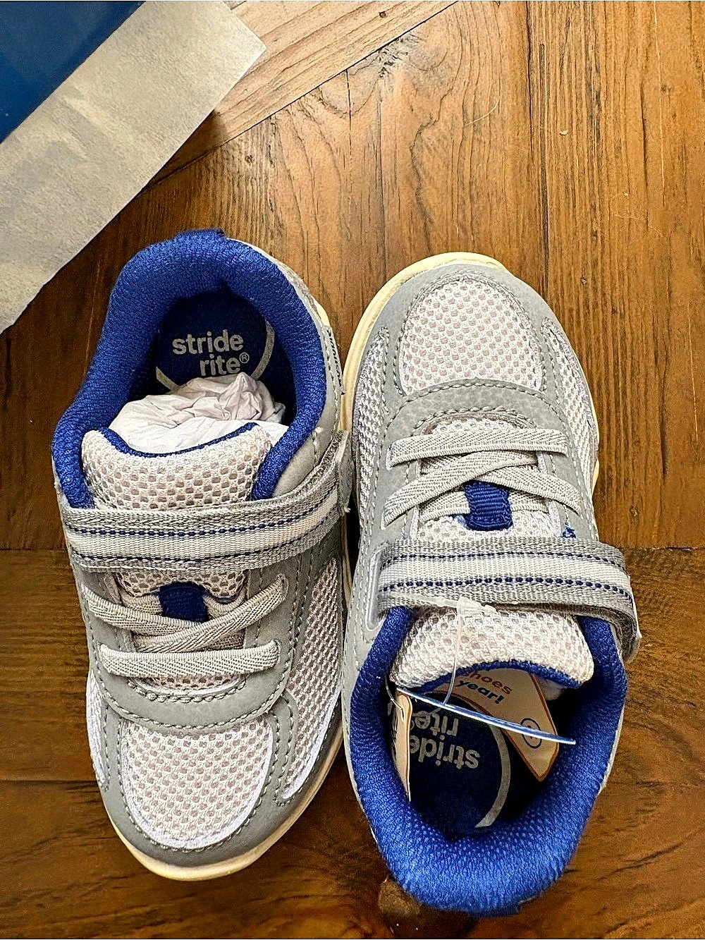 NWT Stride Rite SRT Ian 2.0 Sneakers Toddler 7W Wide Grey Blue Washable